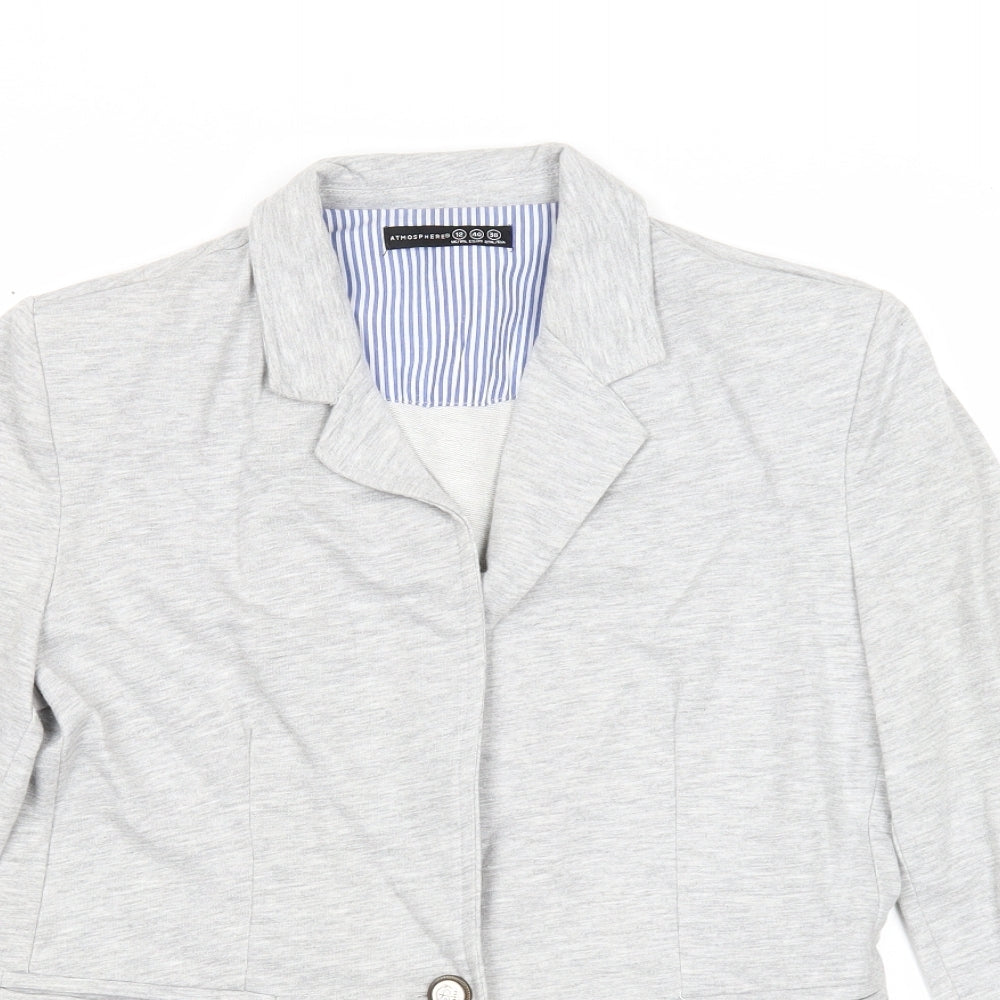 Atmosphere Womens Grey Jacket Blazer Size 12 Button