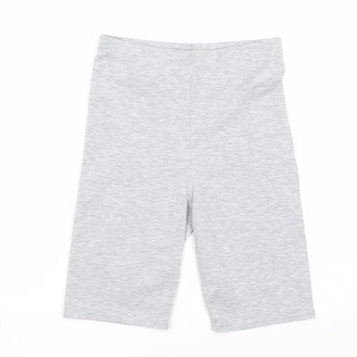 Boohoo Womens Grey Polyester Compression Shorts Size 8 Regular Pull On