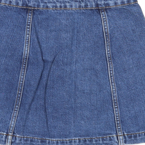 Topshop Womens Blue Cotton A-Line Skirt Size 26 in Button