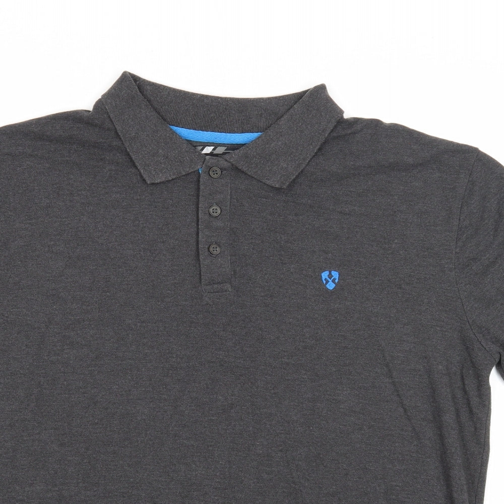 Preworn Mens Grey Cotton Polo Size L Collared Button