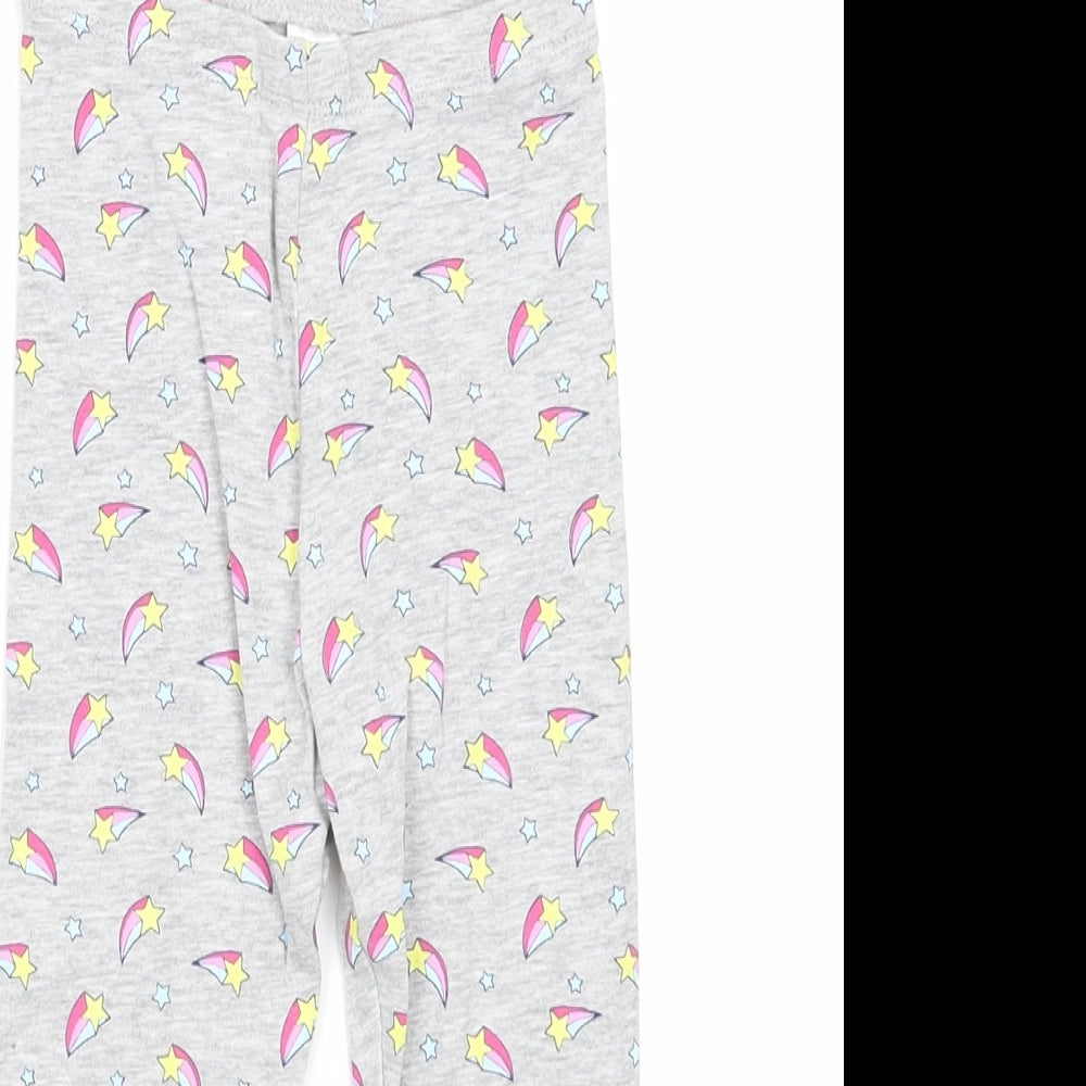 Preworn Girls Grey Geometric Cotton Jogger Leggings Size 18-24 Months Pullover - Star Pattern