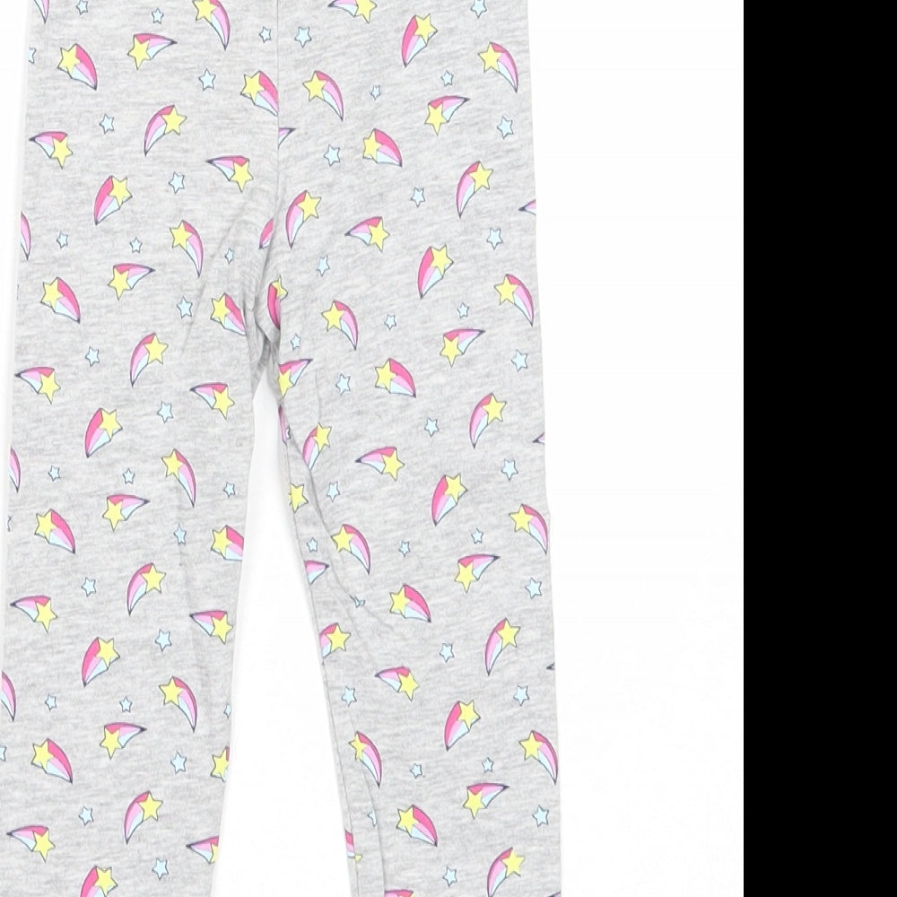 Preworn Girls Grey Geometric Cotton Jogger Leggings Size 18-24 Months Pullover - Star Pattern