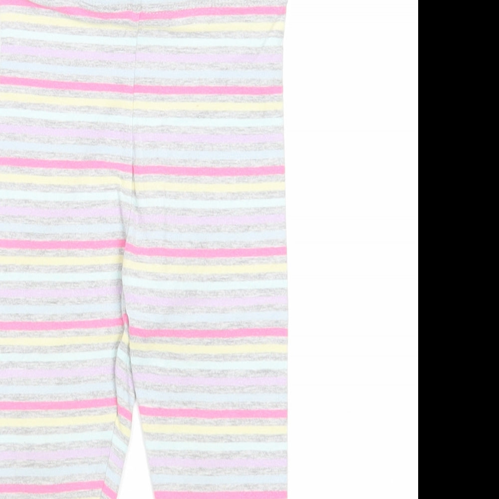 Preworn Girls Grey Striped Cotton Jogger Leggings Size 18-24 Months Pullover