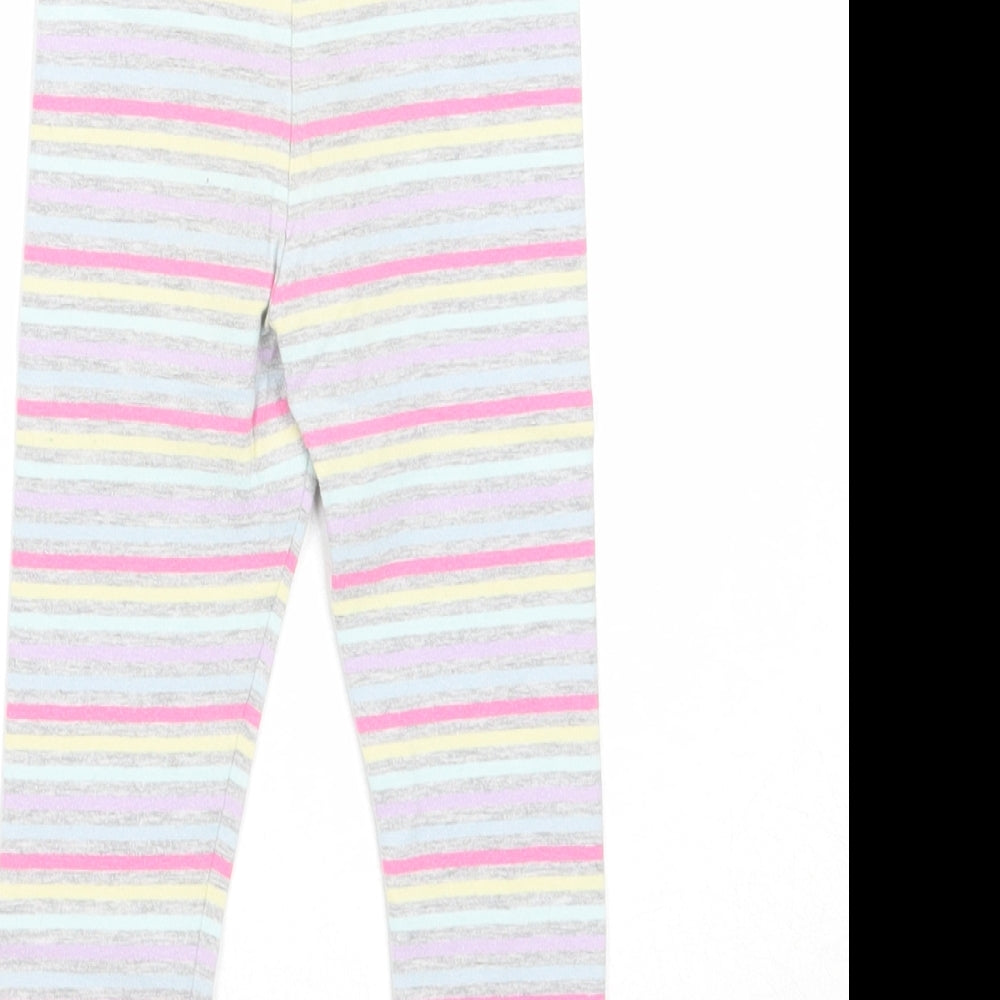 Preworn Girls Grey Striped Cotton Jogger Leggings Size 18-24 Months Pullover