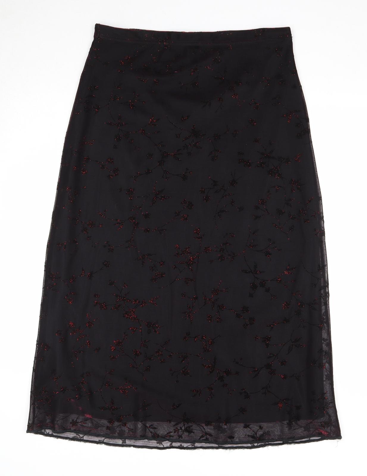 Bonmarché Womens Purple Floral Polyester A-Line Skirt Size S