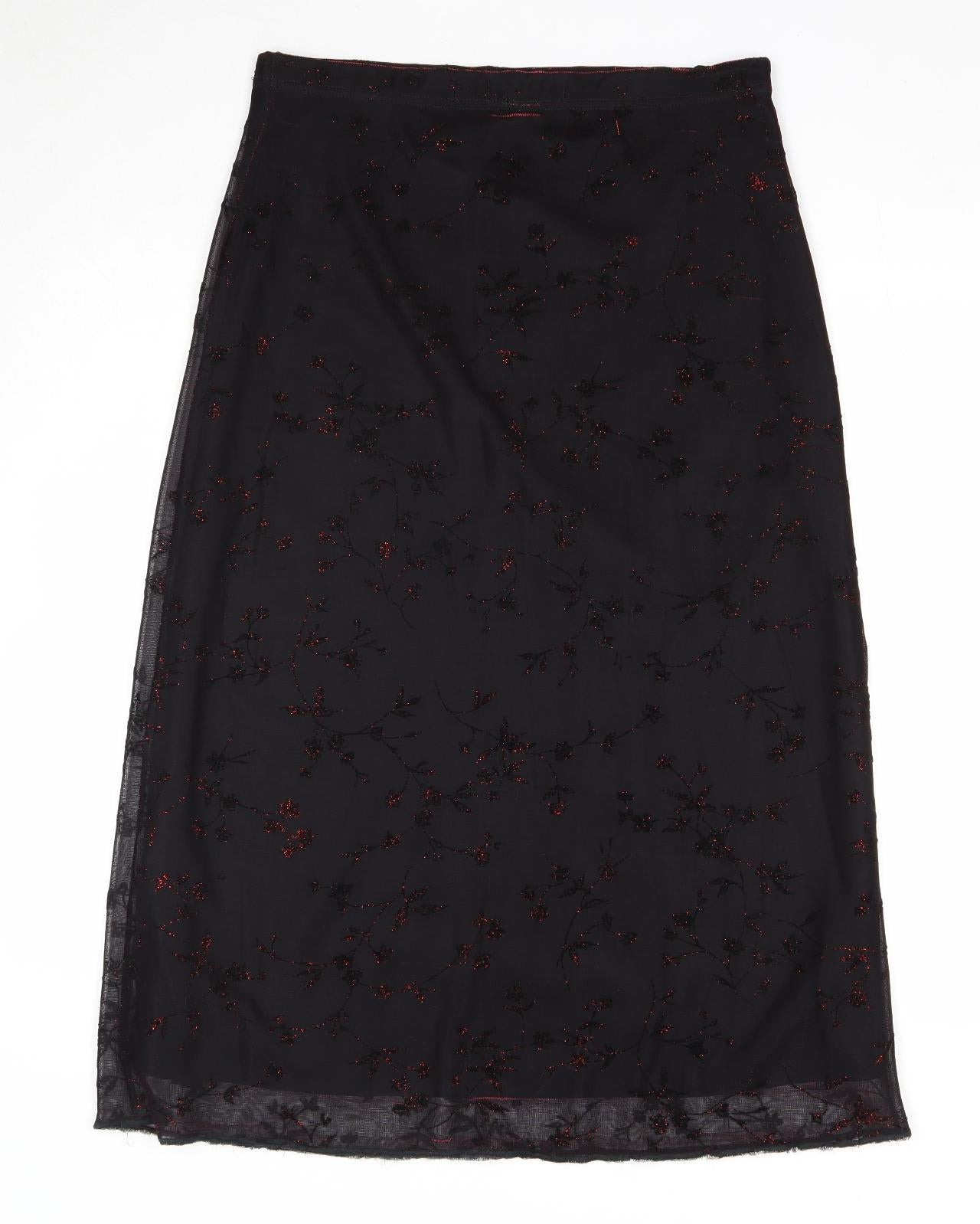 Bonmarché Womens Purple Floral Polyester A-Line Skirt Size S