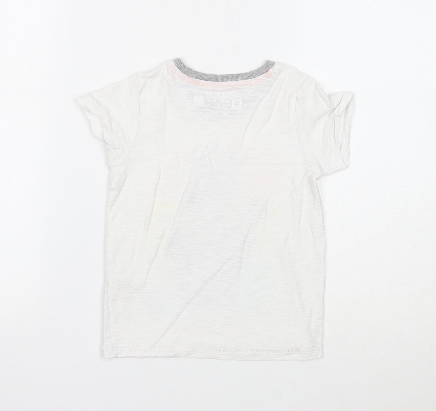 Urban Boys Boys White Cotton Basic T-Shirt Size 5 Years Round Neck Pullover - Pineapple