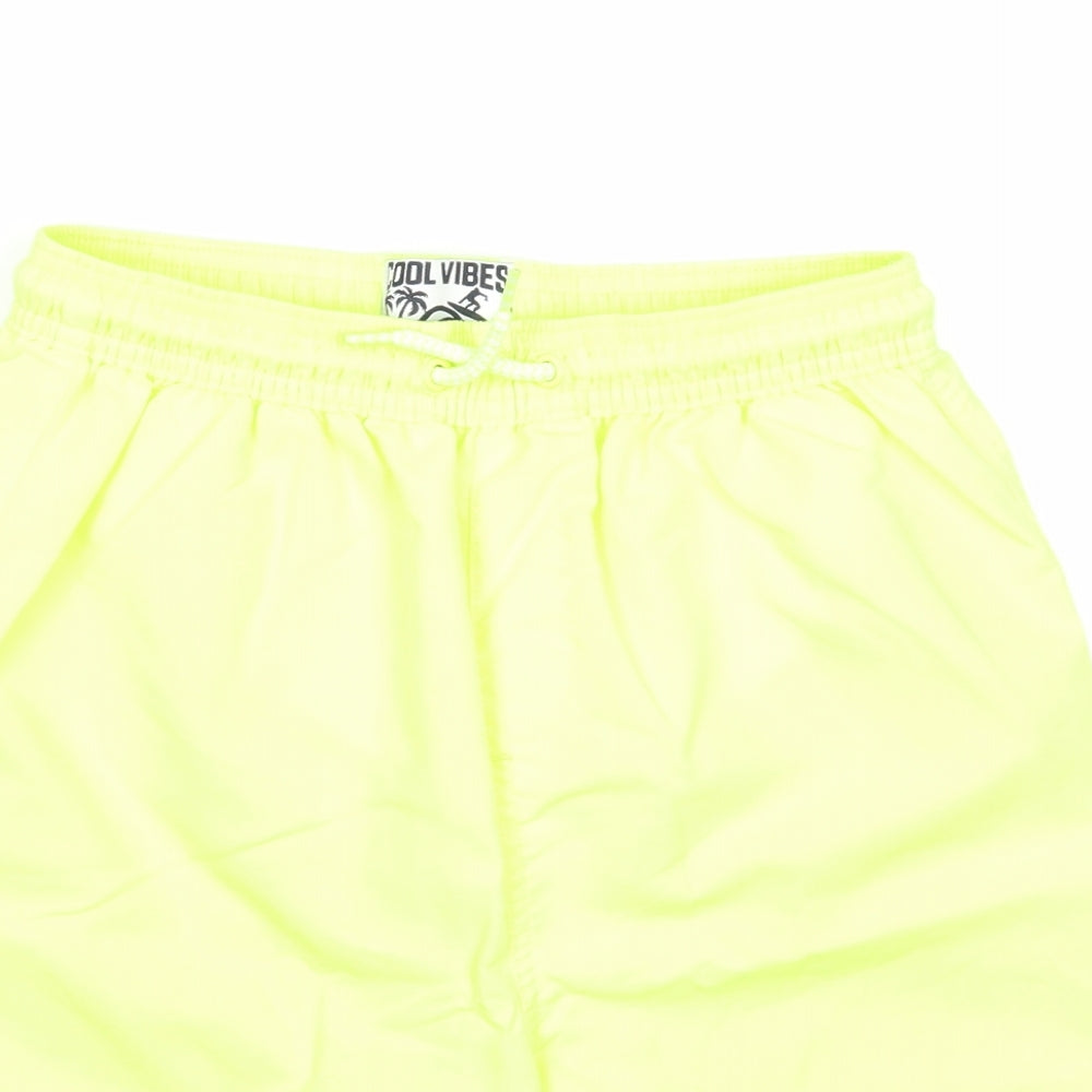 Cool Vibes Boys Yellow Polyester Sweat Shorts Size 10-11 Years Regular Drawstring - Swim Short