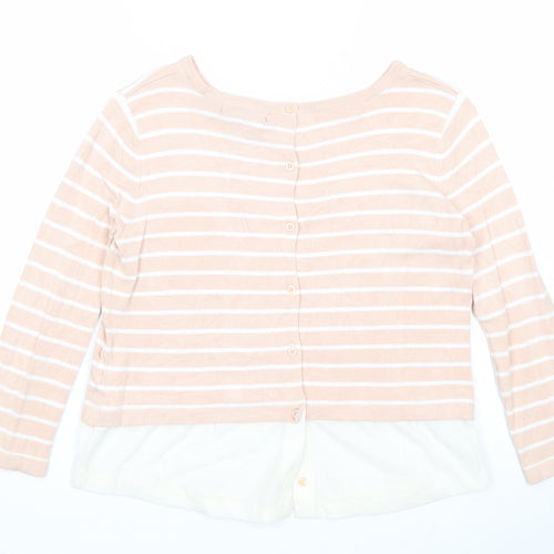 Primark Womens Pink Boat Neck Striped Viscose Pullover Jumper Size 10