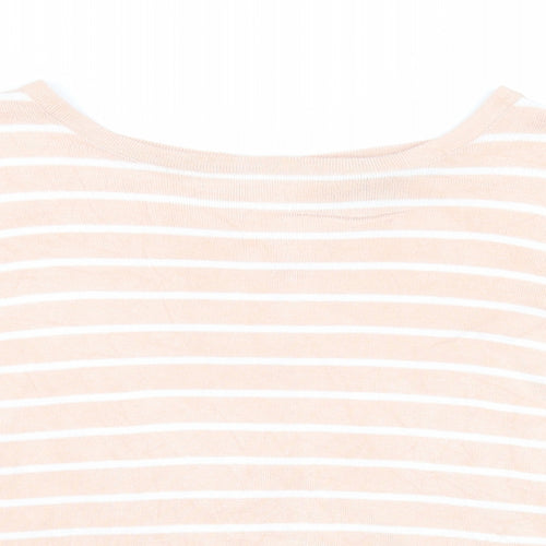 Primark Womens Pink Boat Neck Striped Viscose Pullover Jumper Size 10