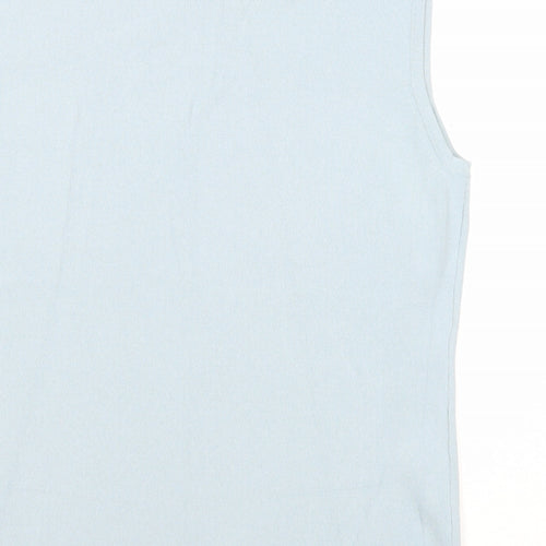 Bonmarché Womens Blue Viscose Basic Blouse Size L Round Neck - Embellished Neckline