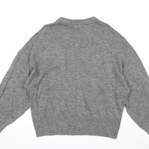 H&M Womens Grey Round Neck Acrylic Pullover Jumper Size M