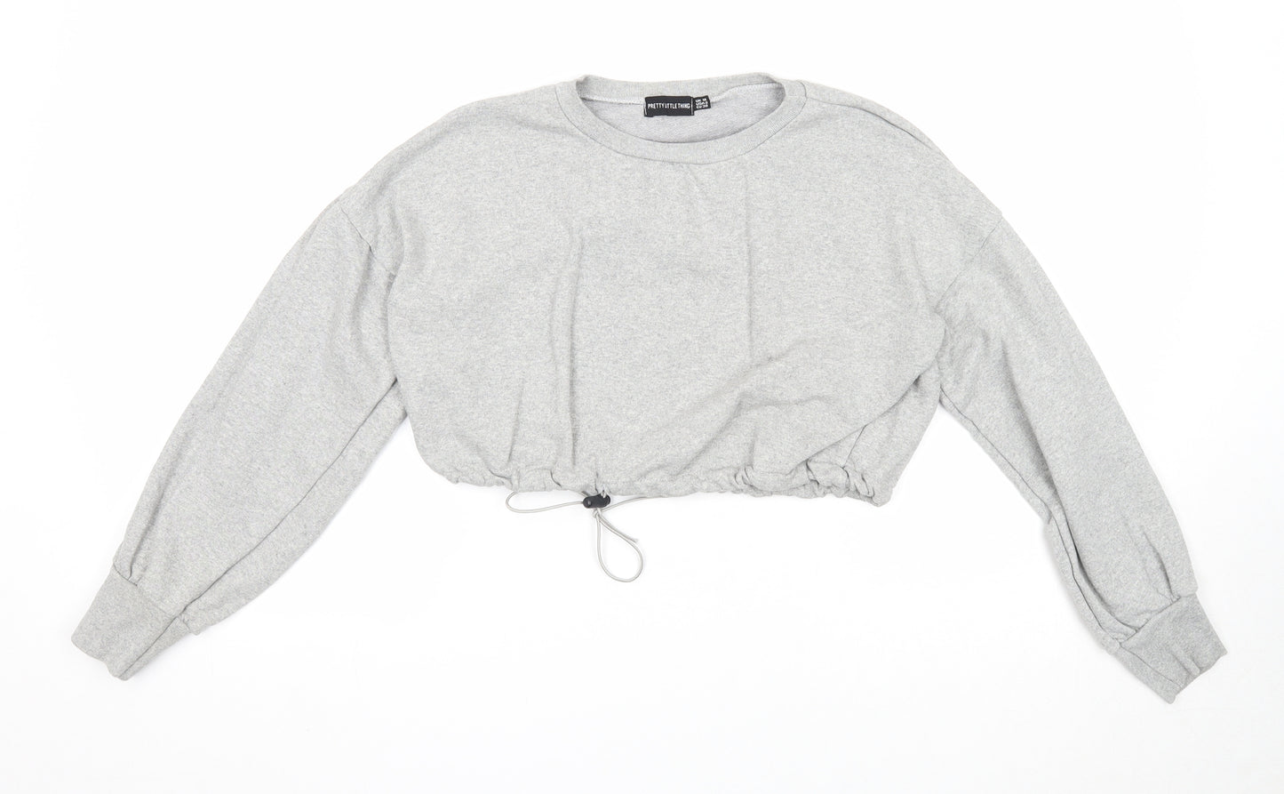 PRETTYLITTLETHING Womens Grey Polyester Pullover Sweatshirt Size 10 Pullover