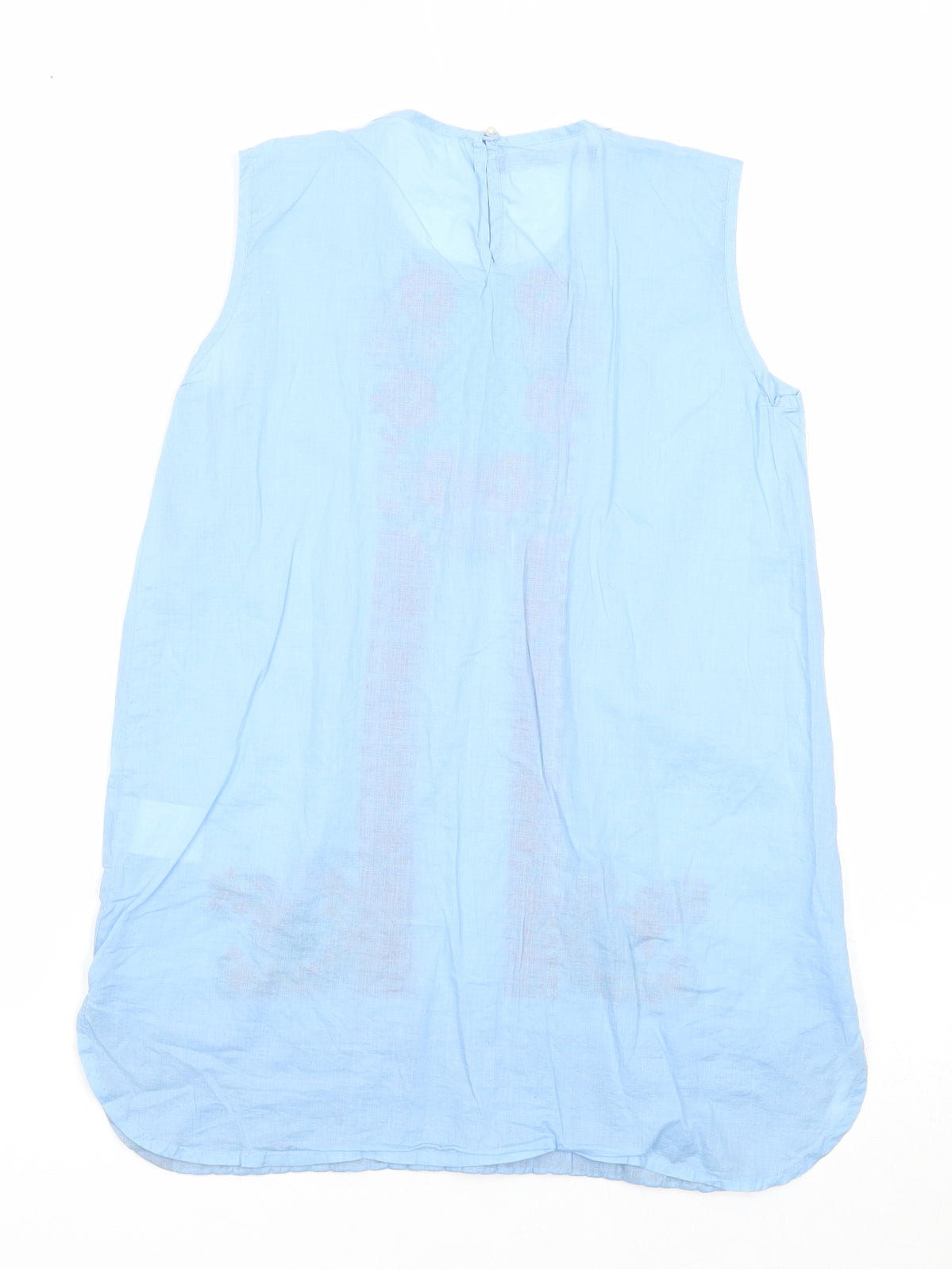 Khaadi Girls Blue Geometric Cotton Basic Tank Size 8-9 Years Round Neck Button - Flowers