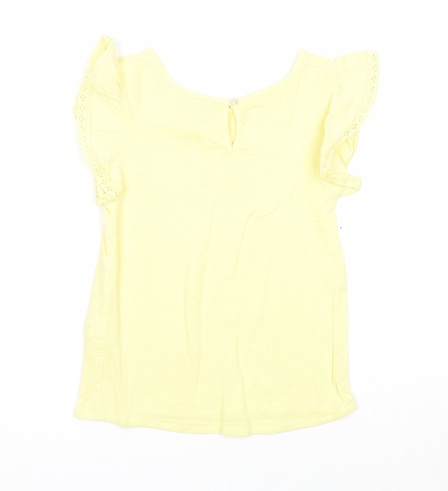 TU Girls Yellow Cotton Basic Tank Size 5-6 Years Round Neck Button
