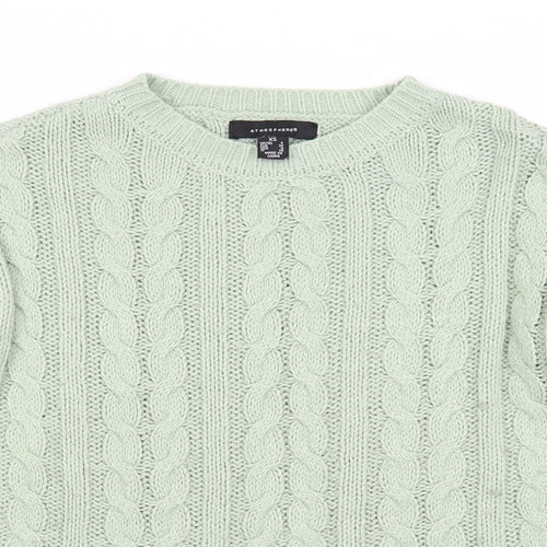 Atmosphere Womens Green Round Neck Acrylic Pullover Jumper Size 4