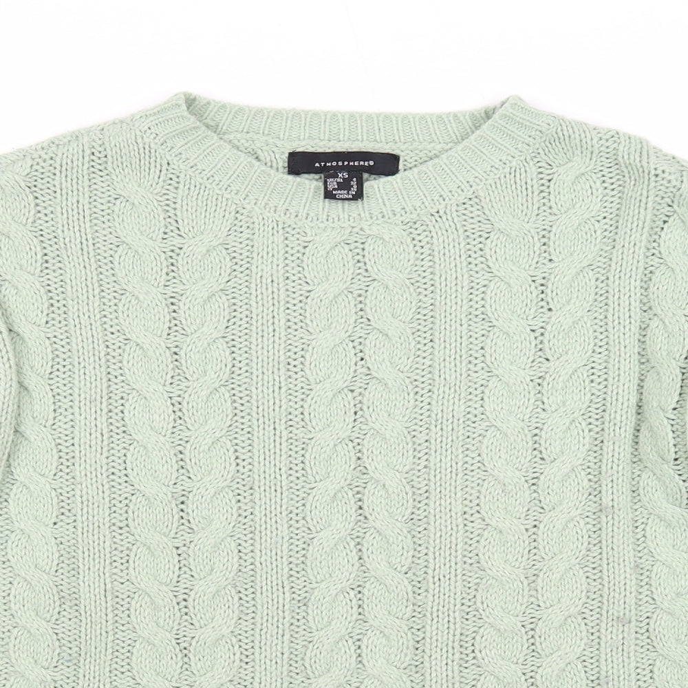Atmosphere Womens Green Round Neck Acrylic Pullover Jumper Size 4