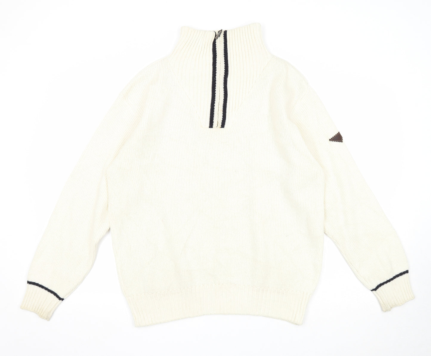 Preworn Mens White High Neck Acrylic Pullover Jumper Size M Long Sleeve