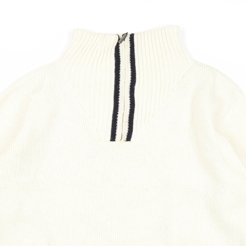 Preworn Mens White High Neck Acrylic Pullover Jumper Size M Long Sleeve