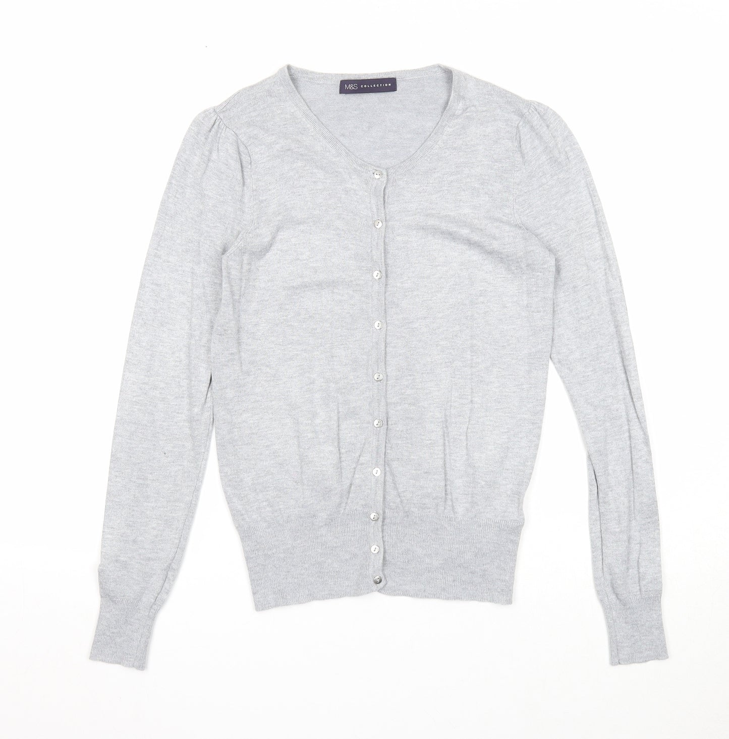 Marks and Spencer Womens Grey Scoop Neck Viscose Cardigan Jumper Size 6