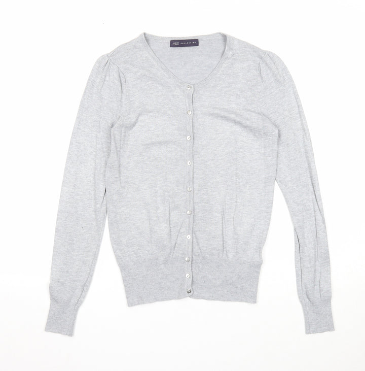 Marks and Spencer Womens Grey Scoop Neck Viscose Cardigan Jumper Size 6
