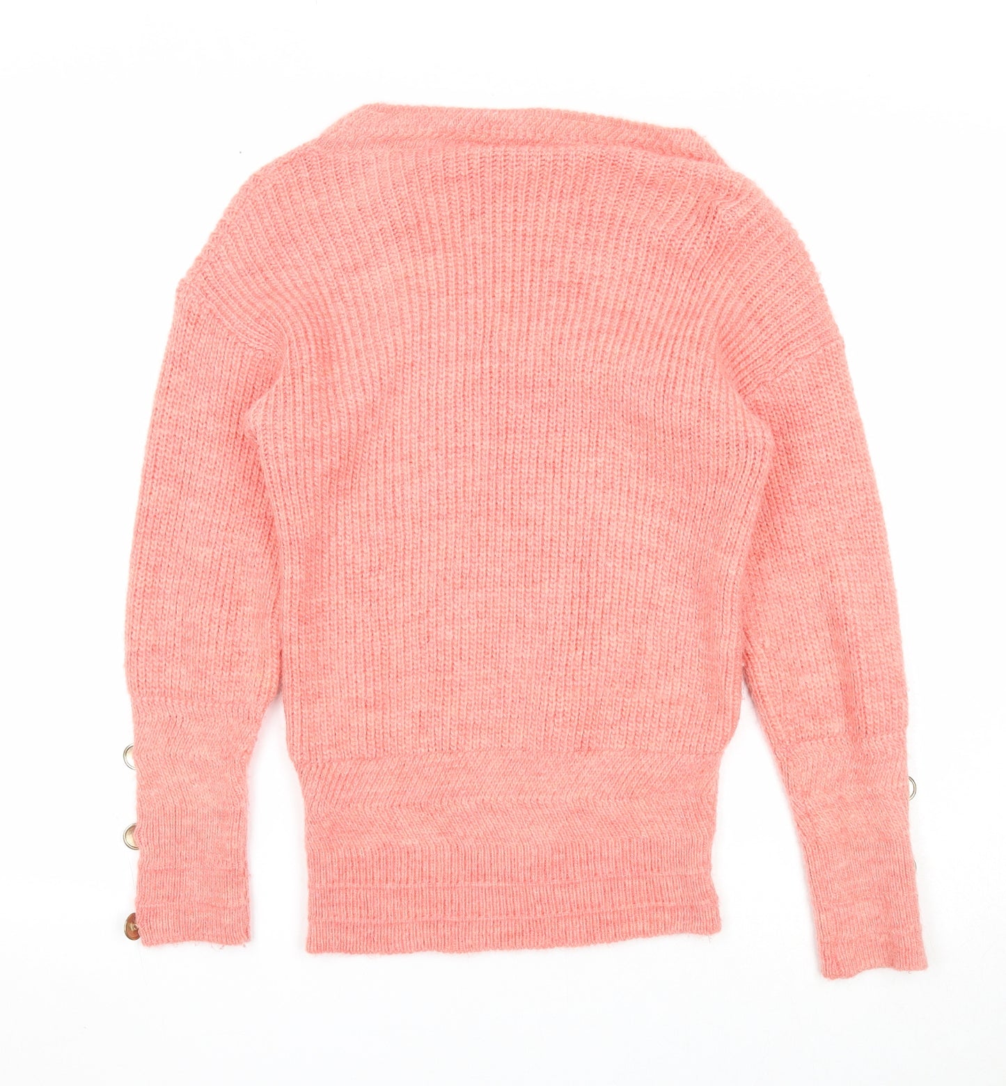 Marks and Spencer Womens Pink V-Neck Acrylic Pullover Jumper Size S