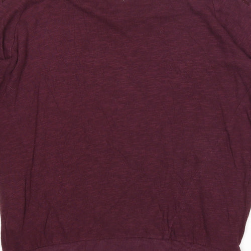 New Look Womens Purple Boat Neck Cotton Pullover Jumper Size 8 - Lace Detail