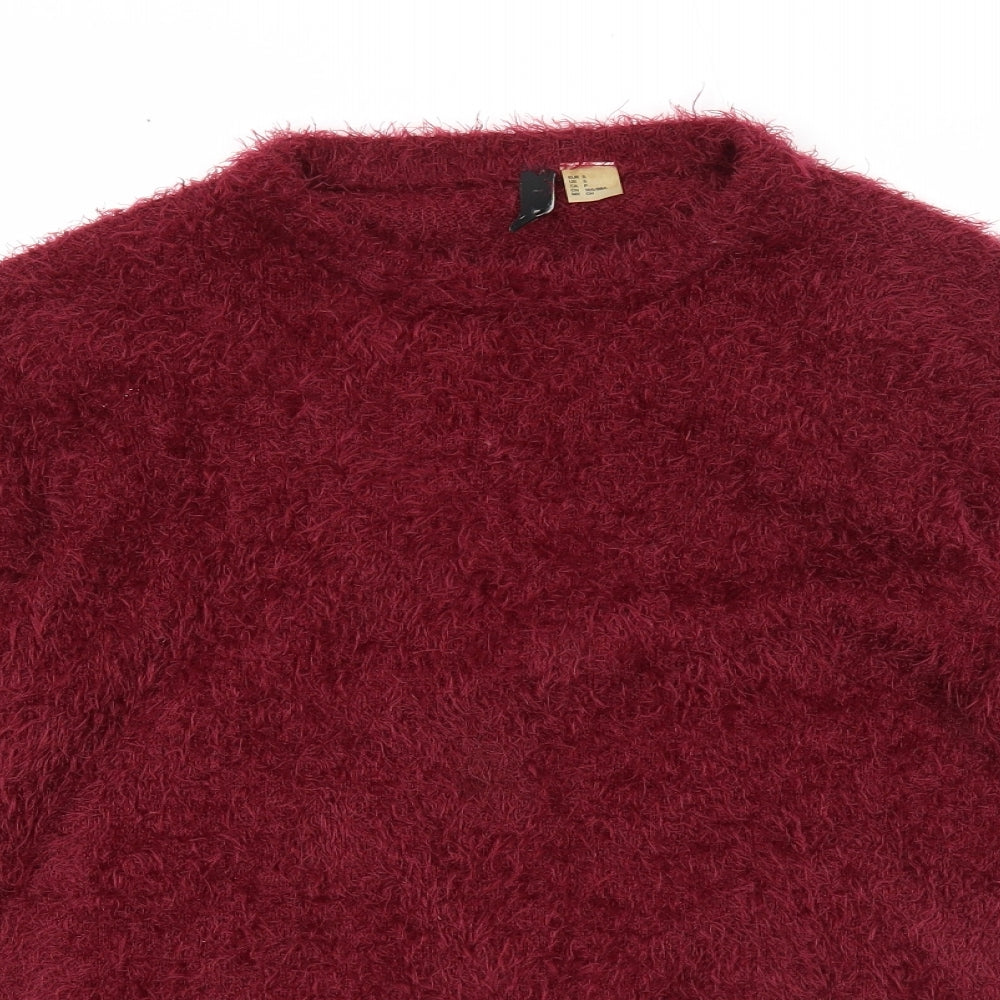 Divided Womens Purple Round Neck Polyester Pullover Jumper Size S