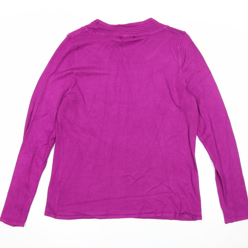 Sky Designs Womens Purple Round Neck Viscose Pullover Jumper Size S