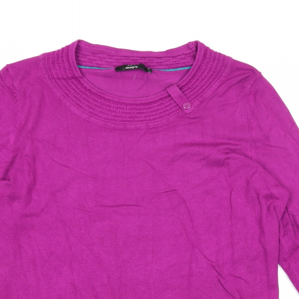 Sky Designs Womens Purple Round Neck Viscose Pullover Jumper Size S