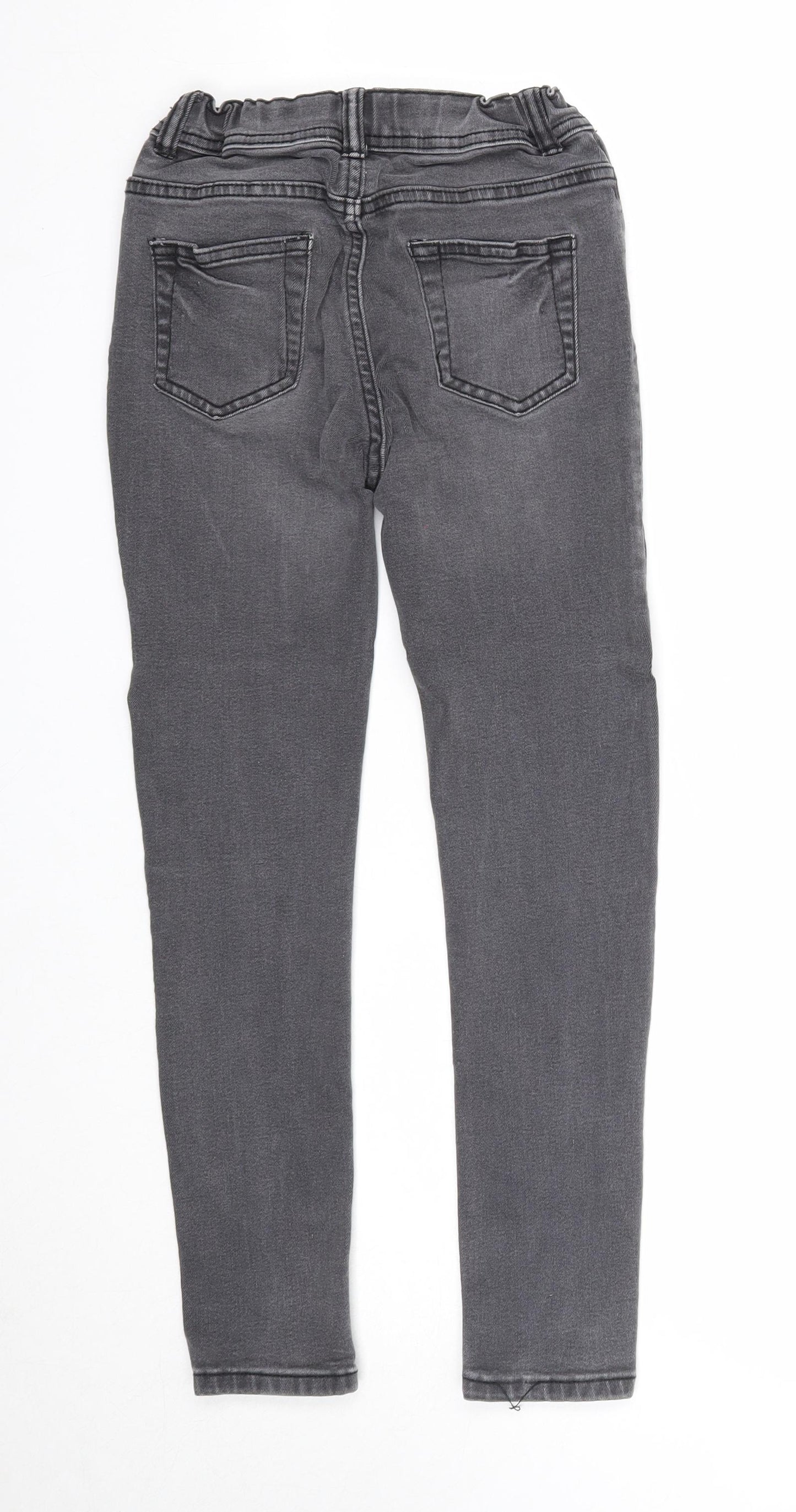 Denim & Co. Boys Grey Cotton Skinny Jeans Size 9-10 Years Regular Zip