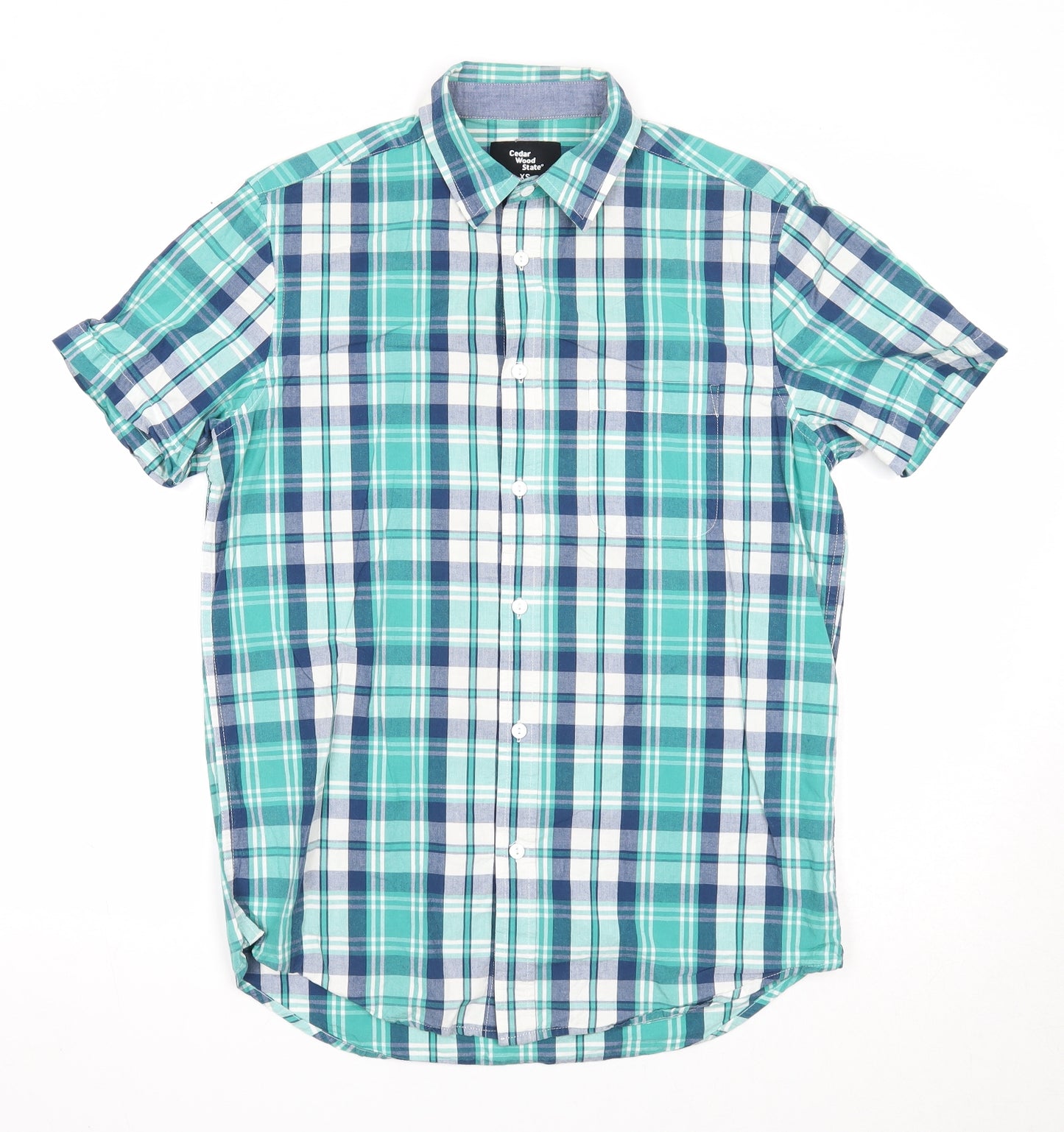 Cedar Wood State Mens Multicoloured Plaid Cotton Button-Up Size XS Collared Button