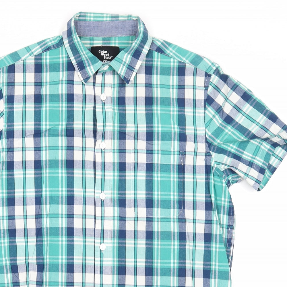 Cedar Wood State Mens Multicoloured Plaid Cotton Button-Up Size XS Collared Button