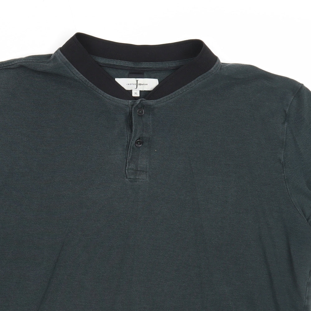 Jasper Conran Mens Green Cotton Polo Size XL Collared Button