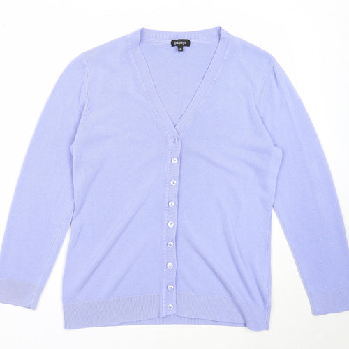 Papaya Womens Blue V-Neck Acrylic Cardigan Jumper Size 16