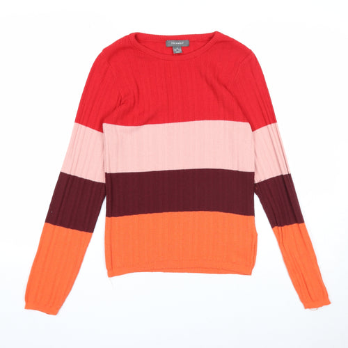 Primark Womens Multicoloured Boat Neck Polyester Pullover Jumper Size 12