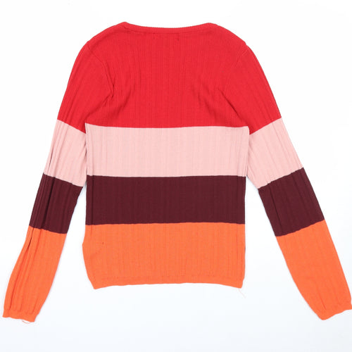 Primark Womens Multicoloured Boat Neck Polyester Pullover Jumper Size 12