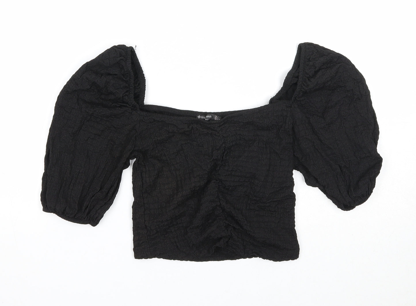 Stradivarius Womens Black Polyester Basic Tank Size L Square Neck