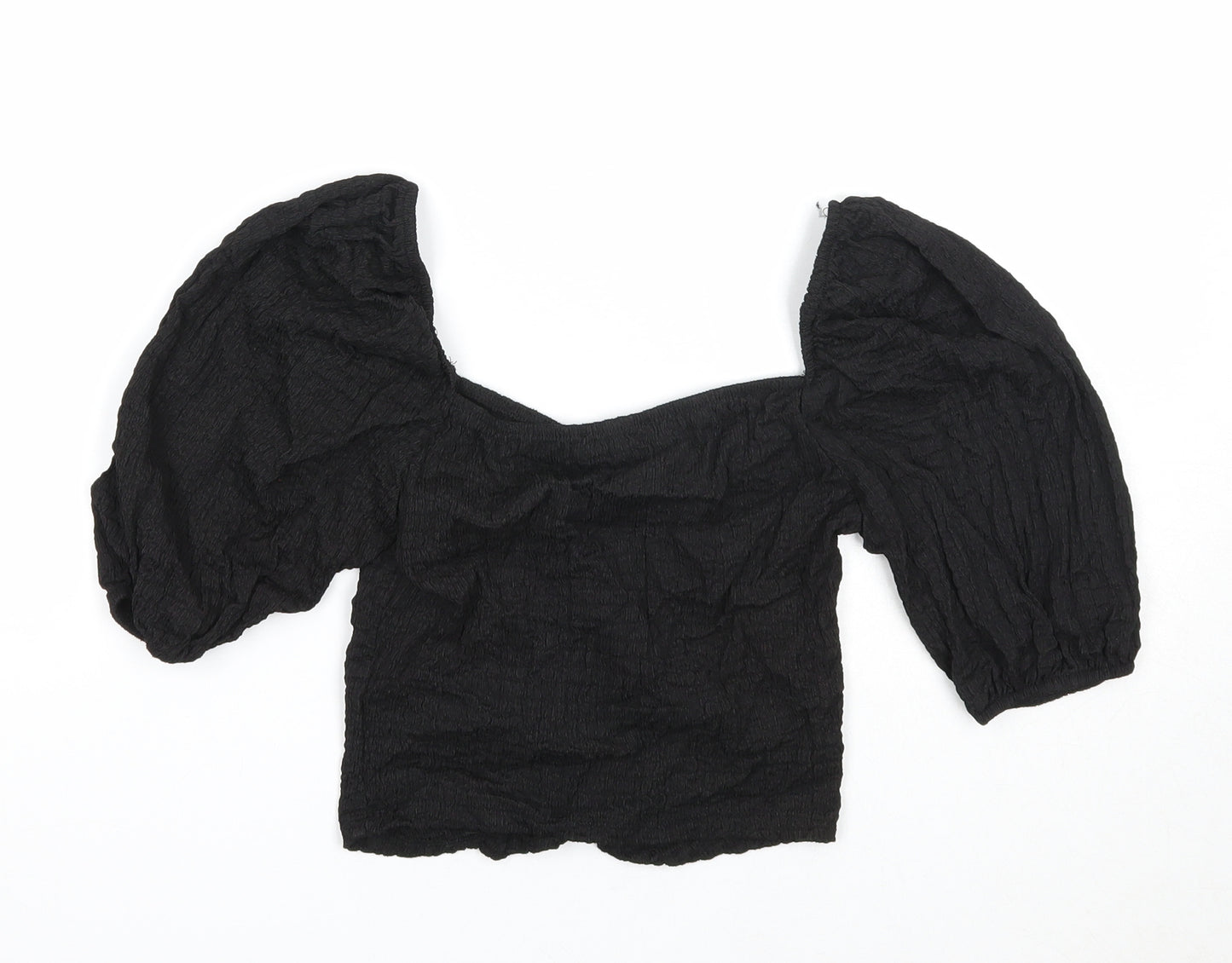 Stradivarius Womens Black Polyester Basic Tank Size L Square Neck