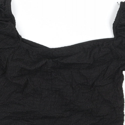 Stradivarius Womens Black Polyester Basic Tank Size L Square Neck