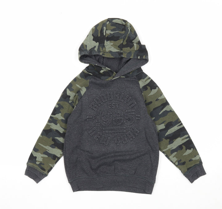 Preworn Boys Multicoloured Camouflage Cotton Pullover Hoodie Size 5 Years Pullover