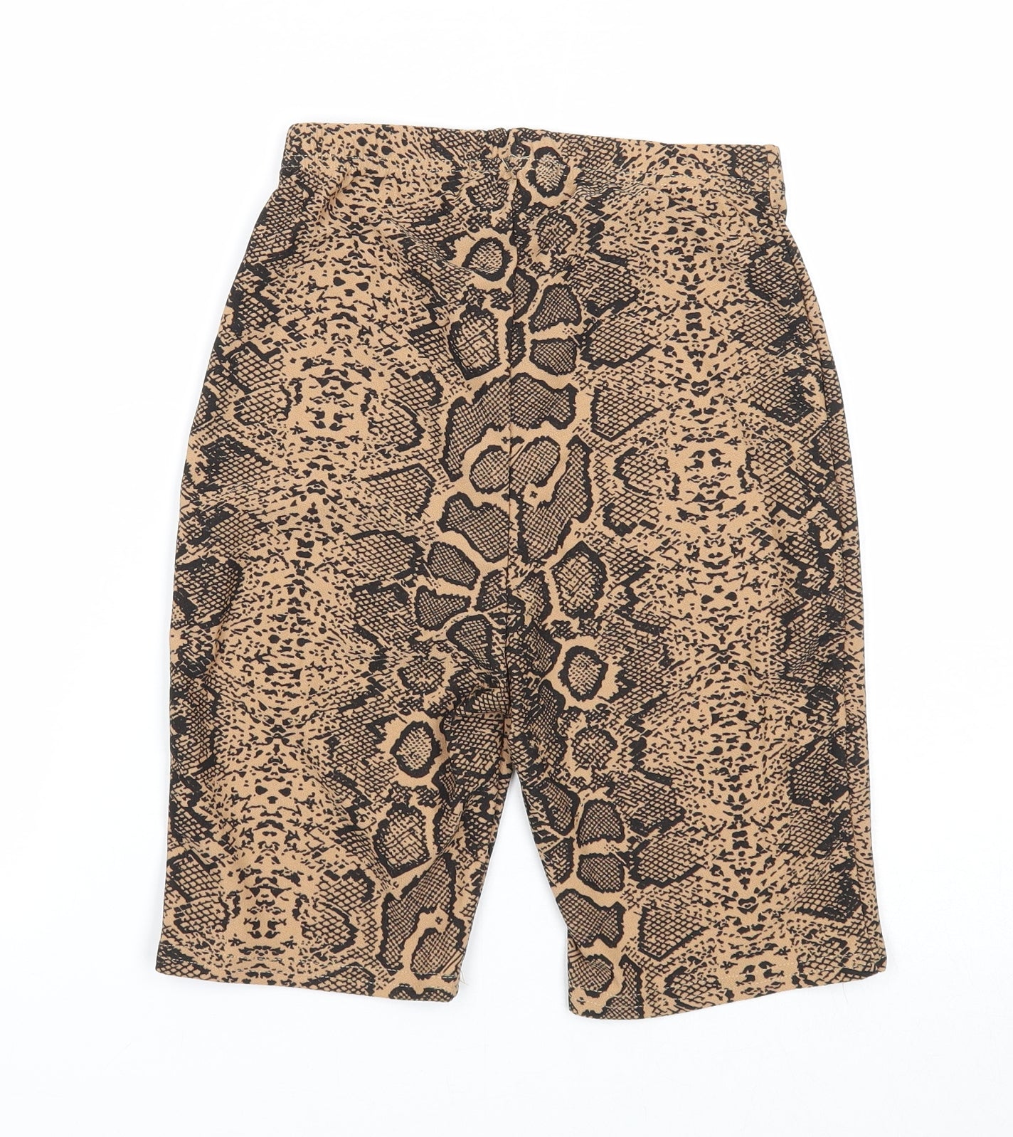 Missguided Womens Beige Animal Print Polyester Compression Shorts Size 6 Regular Pull On - Snake Print