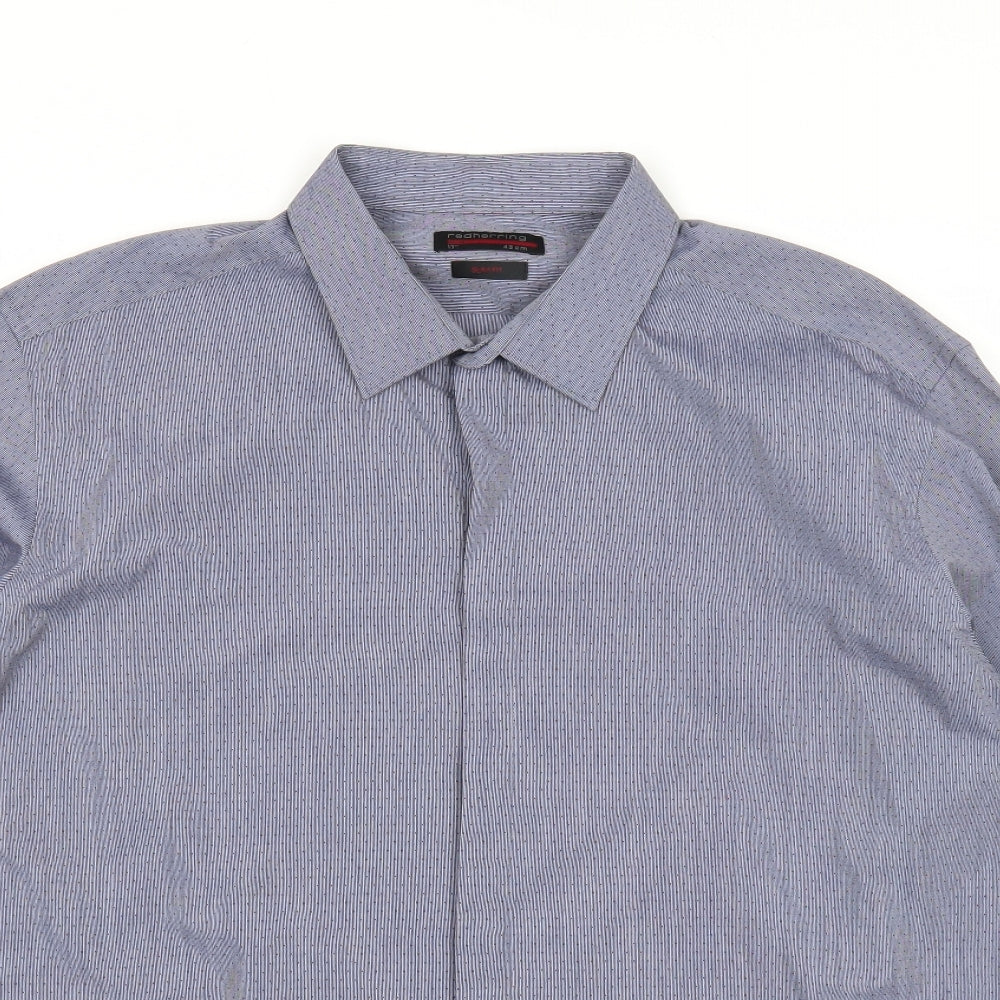 Red Herring Mens Grey Polyester Button-Up Size 17 Collared Button
