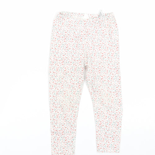 H&M Girls White Floral Cotton Jogger Trousers Size 2-3 Years Regular Pullover - Leggings