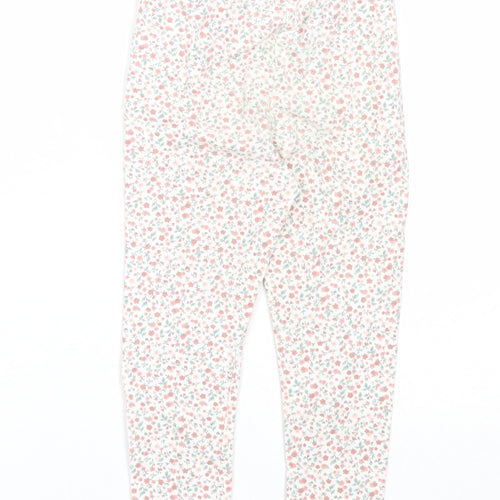 H&M Girls White Floral Cotton Jogger Trousers Size 2-3 Years Regular Pullover - Leggings