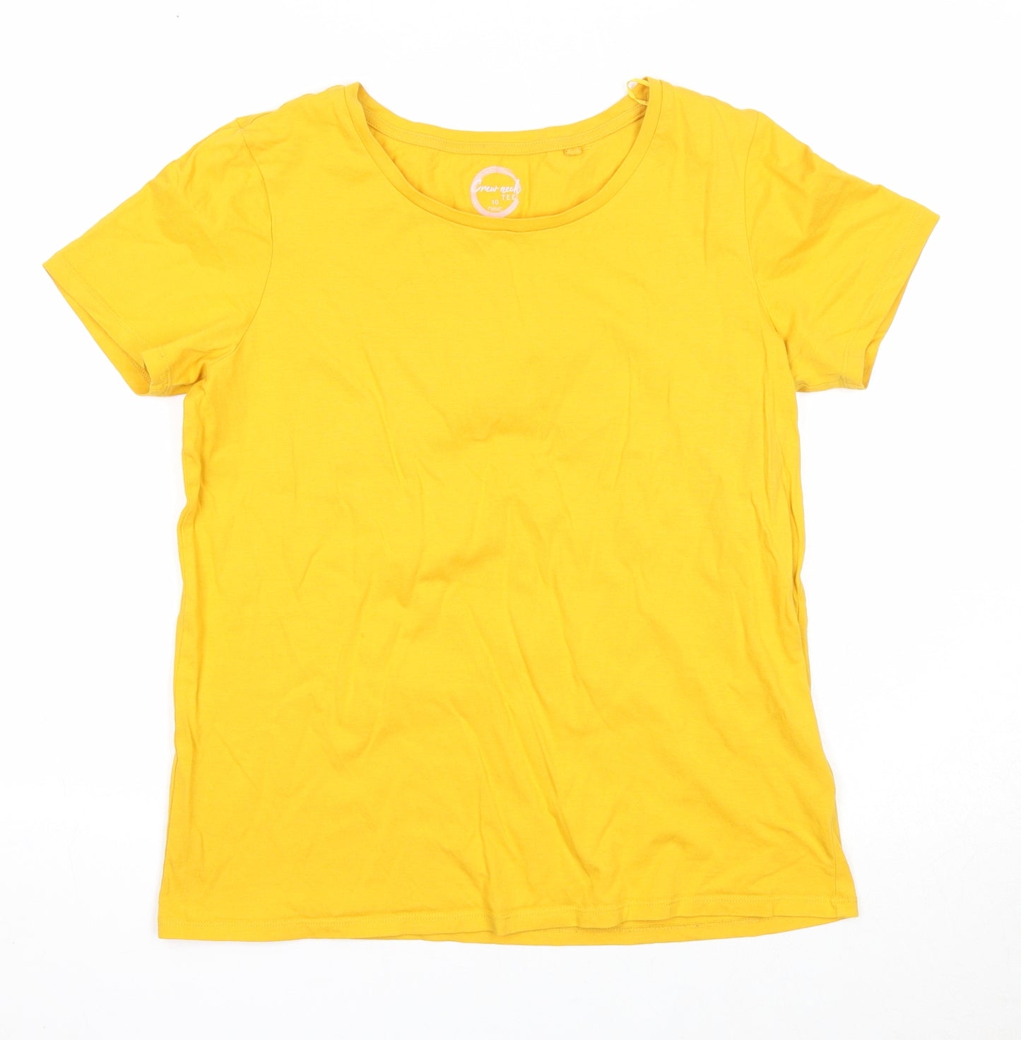 NEXT Womens Yellow Cotton Basic T-Shirt Size 10 Round Neck
