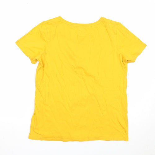 NEXT Womens Yellow Cotton Basic T-Shirt Size 10 Round Neck