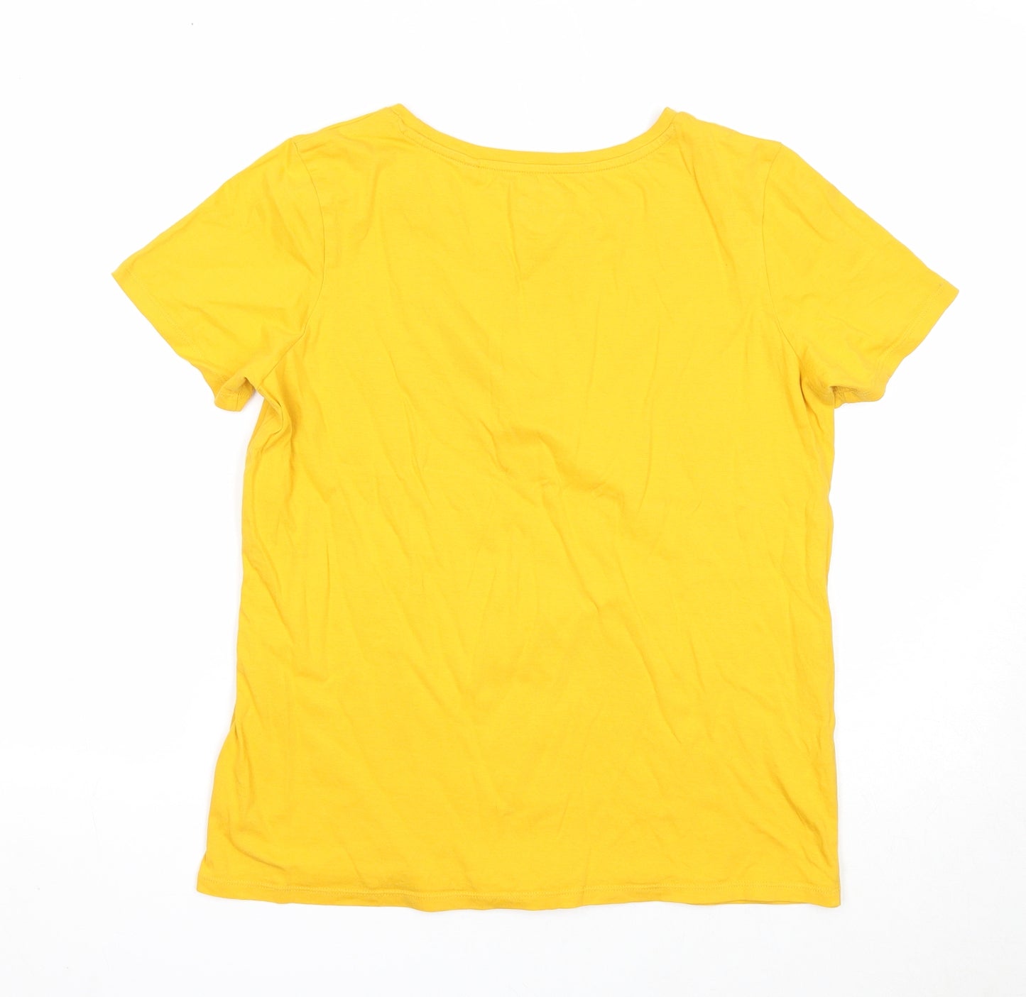 NEXT Womens Yellow Cotton Basic T-Shirt Size 10 Round Neck