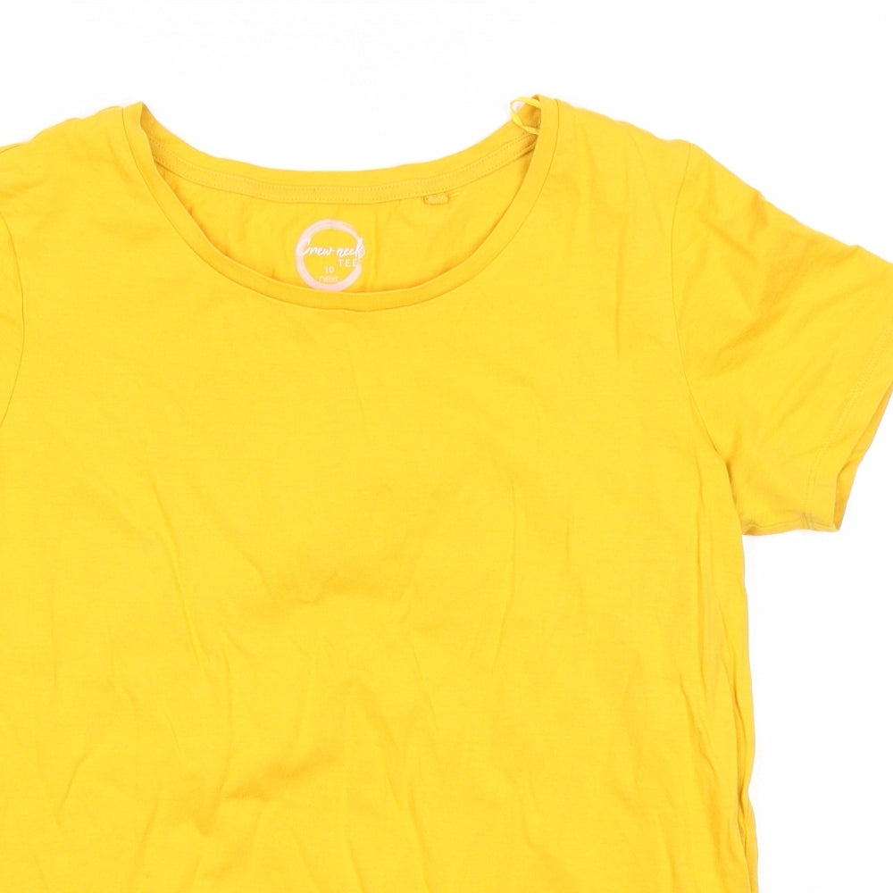 NEXT Womens Yellow Cotton Basic T-Shirt Size 10 Round Neck