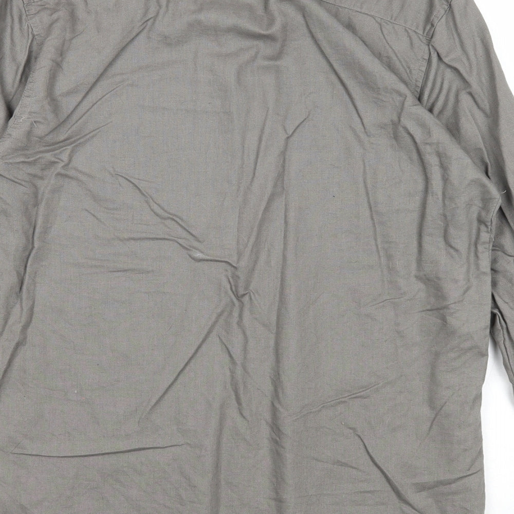 Lee Cooper Womens Grey Linen Basic Blouse Size S V-Neck